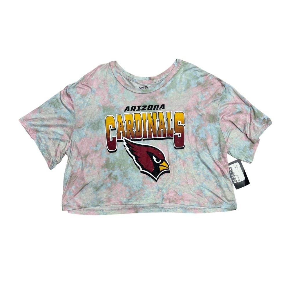 Majestic Threads Arizona Cardinals Tie Dye Crop Top Shirt Womens Large NFL New